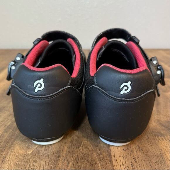 Peloton Cycling Shoes w/Delta Cleats Hook-And-Latch Closure Black Red Size EU 45 - Picture 5 of 11